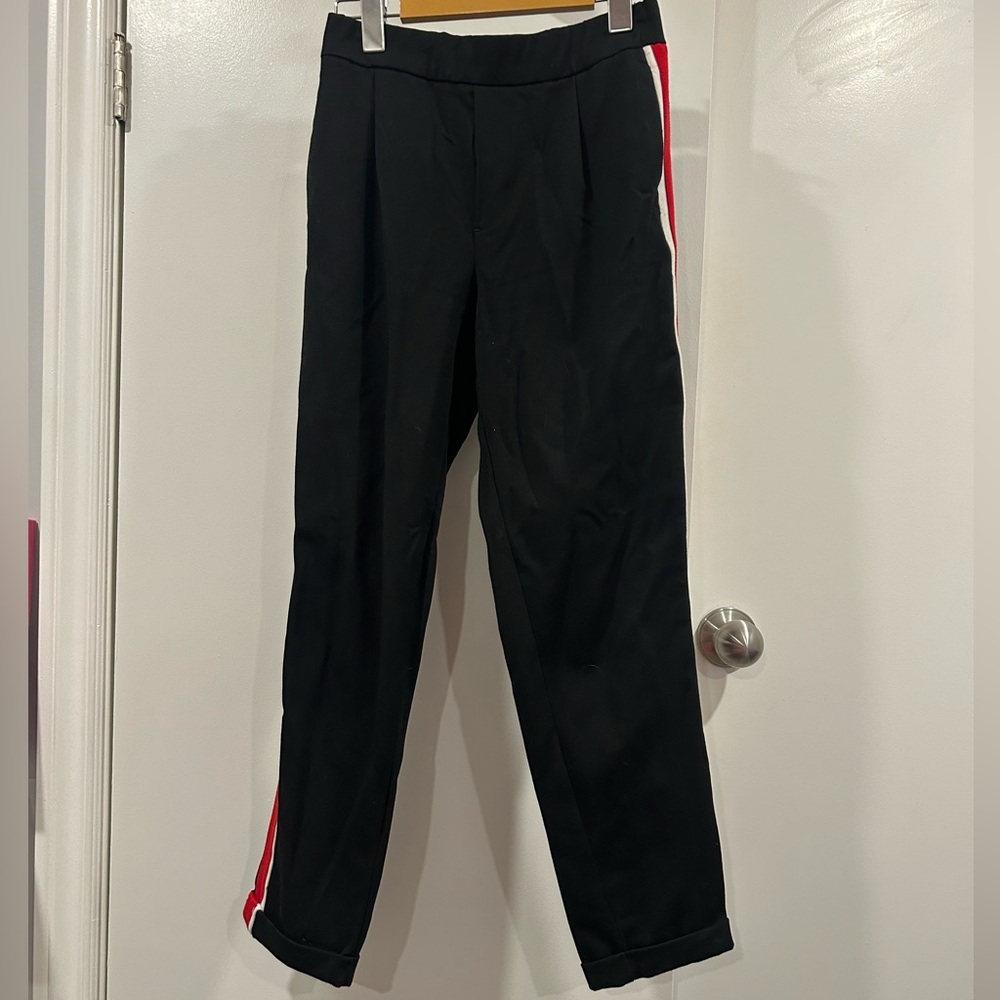Women’s Black Pants with Red Stripe